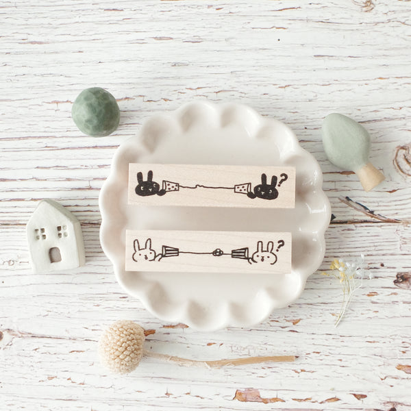 Hankodori stamp - String phone rabbit