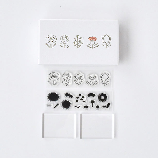Mizushima - JIZAI Clear Stamp Picture Coloring set Flower