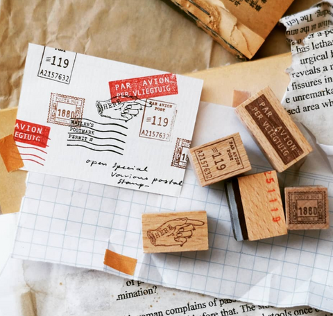 kurukynki rubber stamp - Par Avion (set of 5)