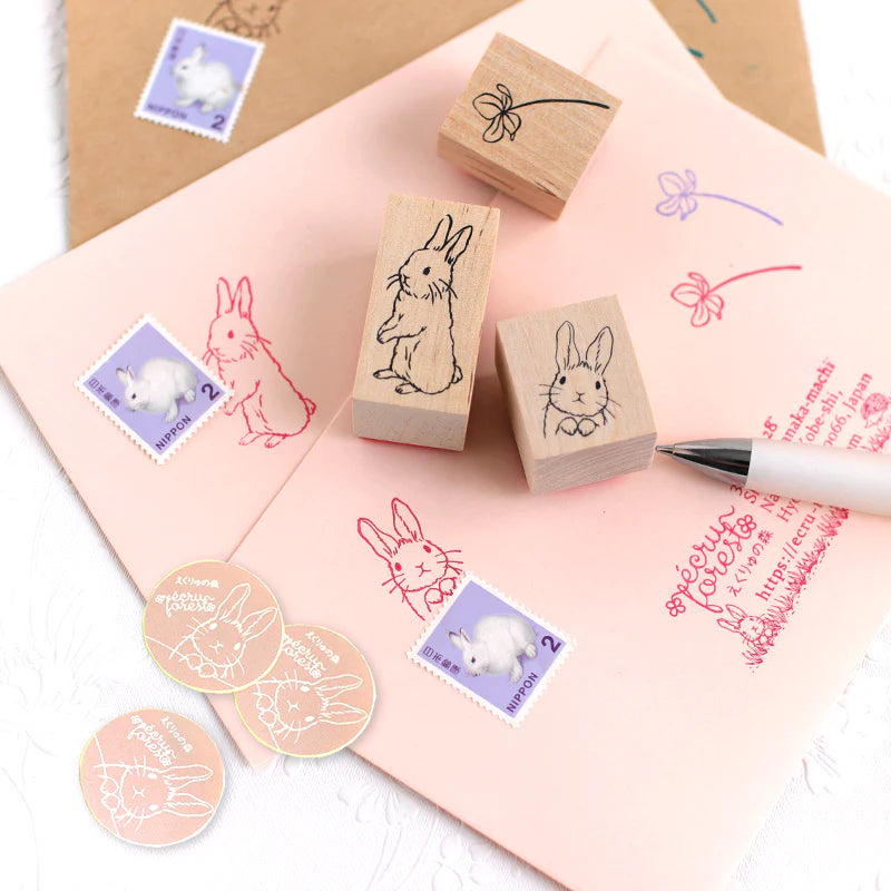 Ecru Forest rubber stamp - Rabbit clover set – petit zakkaya