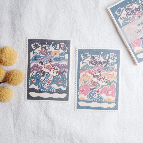 Classiky 倉敷意匠 Mihoko Seki Kokeshi Doll EXLIBRIS Stamp Sticker - A