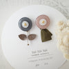toi toi toi Handmade Accessories - Flower Earrings (Dark Grey x Pink) (Pre-order)