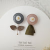 toi toi toi Handmade Accessories - Flower Earrings (Dark Grey x Pink) (Pre-order)