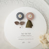 toi toi toi Handmade Accessories - Flower Earrings (Dark Grey x Pink) (Pre-order)