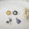 toi toi toi Handmade Accessories - Flower Earrings (Yellow x Dark Grey) (Pre-order)