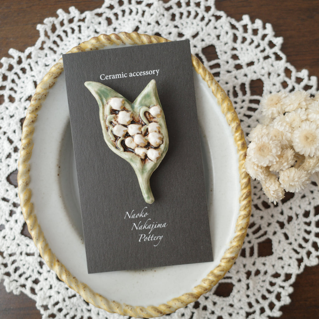 Naoko Nakajima Handmade Ceramic Brooch - Lily of the Valley