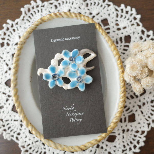 Naoko Nakajima Handmade Ceramic Brooch - Blue Star Moon