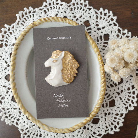 Naoko Nakajima Handmade Ceramic Brooch - Pony