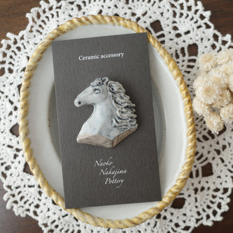 Naoko Nakajima Handmade Ceramic Brooch - Horse