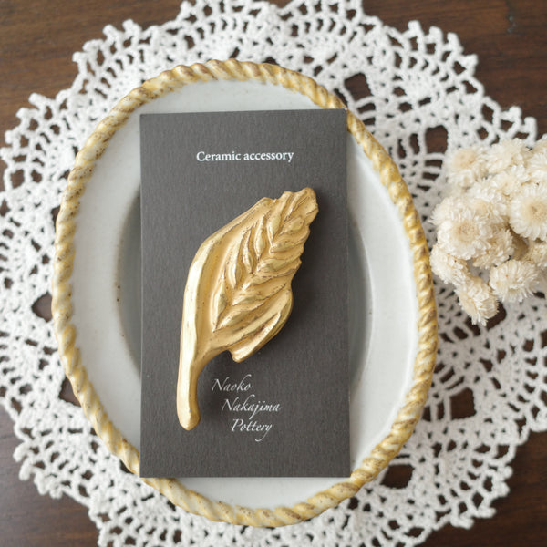 Naoko Nakajima Handmade Ceramic Brooch - Wheat
