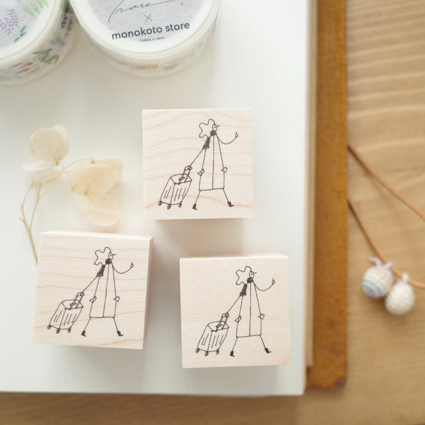 monokoto store rubber stamp - monokoto jin with a suitcase [Shuzi Orishige]