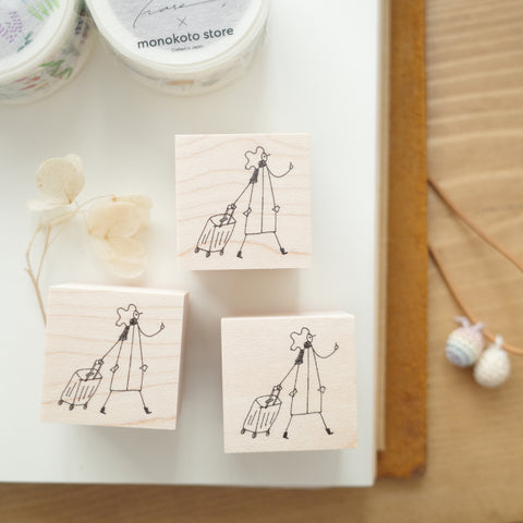 monokoto store rubber stamp - monokoto jin with a suitcase [Shuzi Orishige]