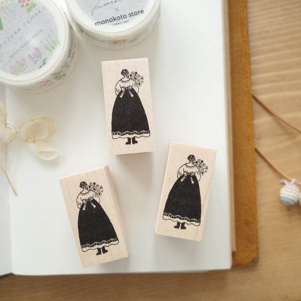 monokoto store rubber stamp - Girl With Bouquet [Akiko Okajima]