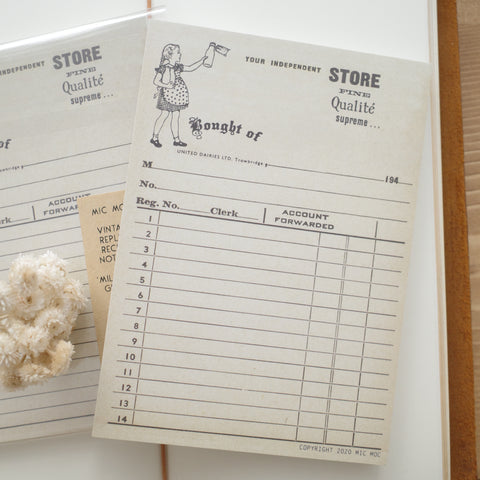 Mic Moc - 'Milk Girl' Vintage Grocer Receipt Note Pad
