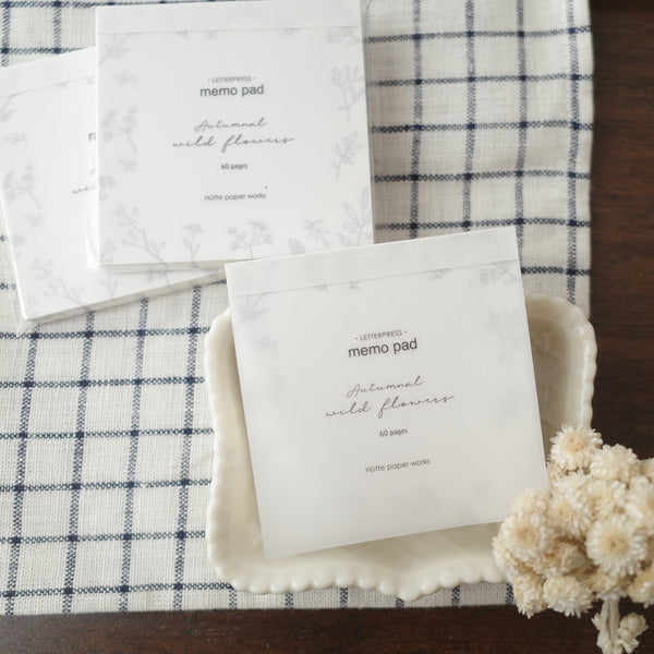 Hutte Paper Works Letterpress Memo Pad - Autumn Wild Flower