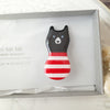 toi toi toi Handmade Accessories - Brooch Kokeshi Bear (Black)