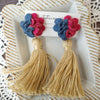 itotsumugi Handmade Accessories - Little Flower Earrings with tassel (Red x Navy)