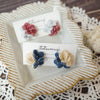 itotsumugi Handmade Accessories - Little Flower Earrings (Grey x Red) No.4