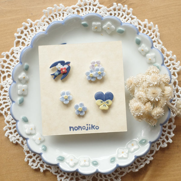 Nonojiko Handmade Accessories - Pierce forget-me-not & tsubame set  (24)