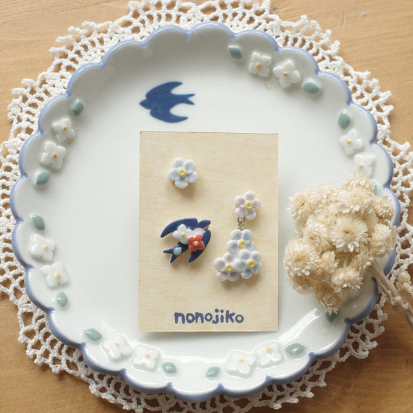 Nonojiko Handmade Accessories - Pierce forget-me-not & tsubame  (26)