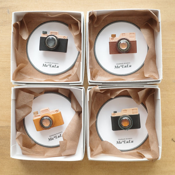 Ma*LuLu Handmade Accessories - Leather Brooch Mini Camera