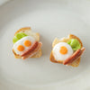 Rye handmade accessories - miniature brooch - Sausage with egg