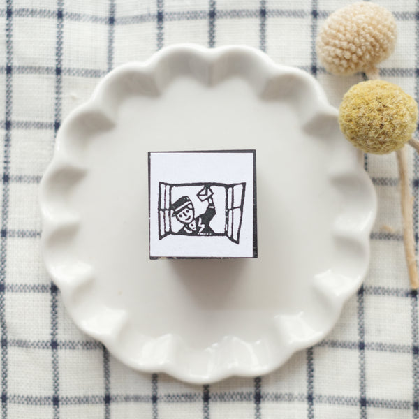 Kocka Stamp - Window and postman