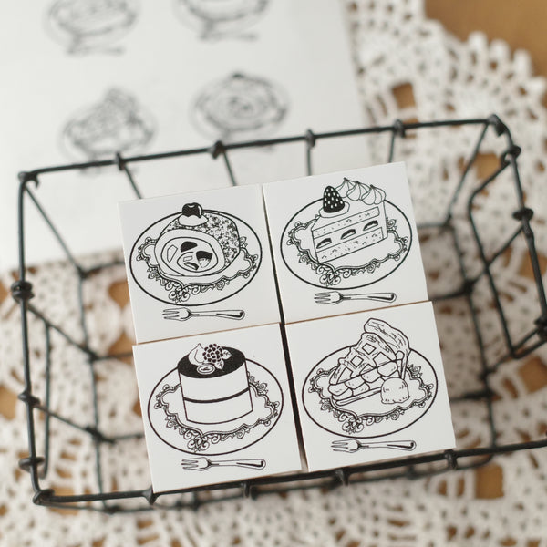 Japanese rubber stamp - Cake with plates