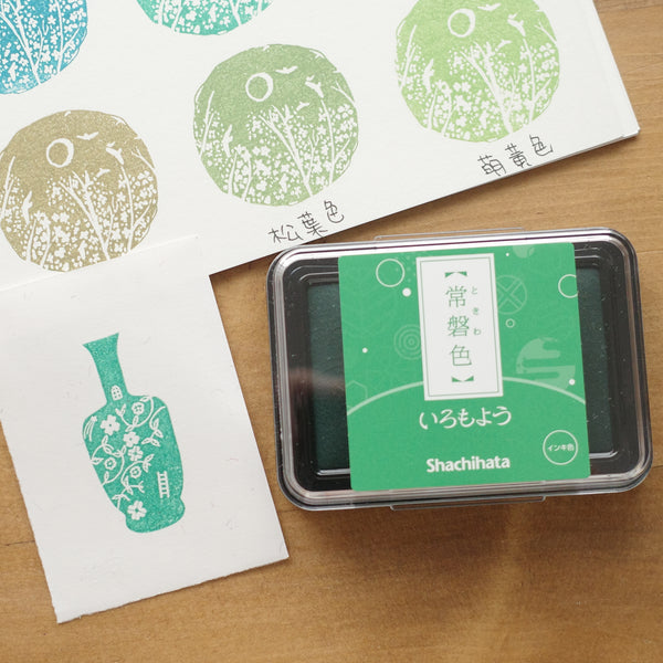 Shachihata Japanese Color oil-based Ink Pad - Tokiwa (常磐色)