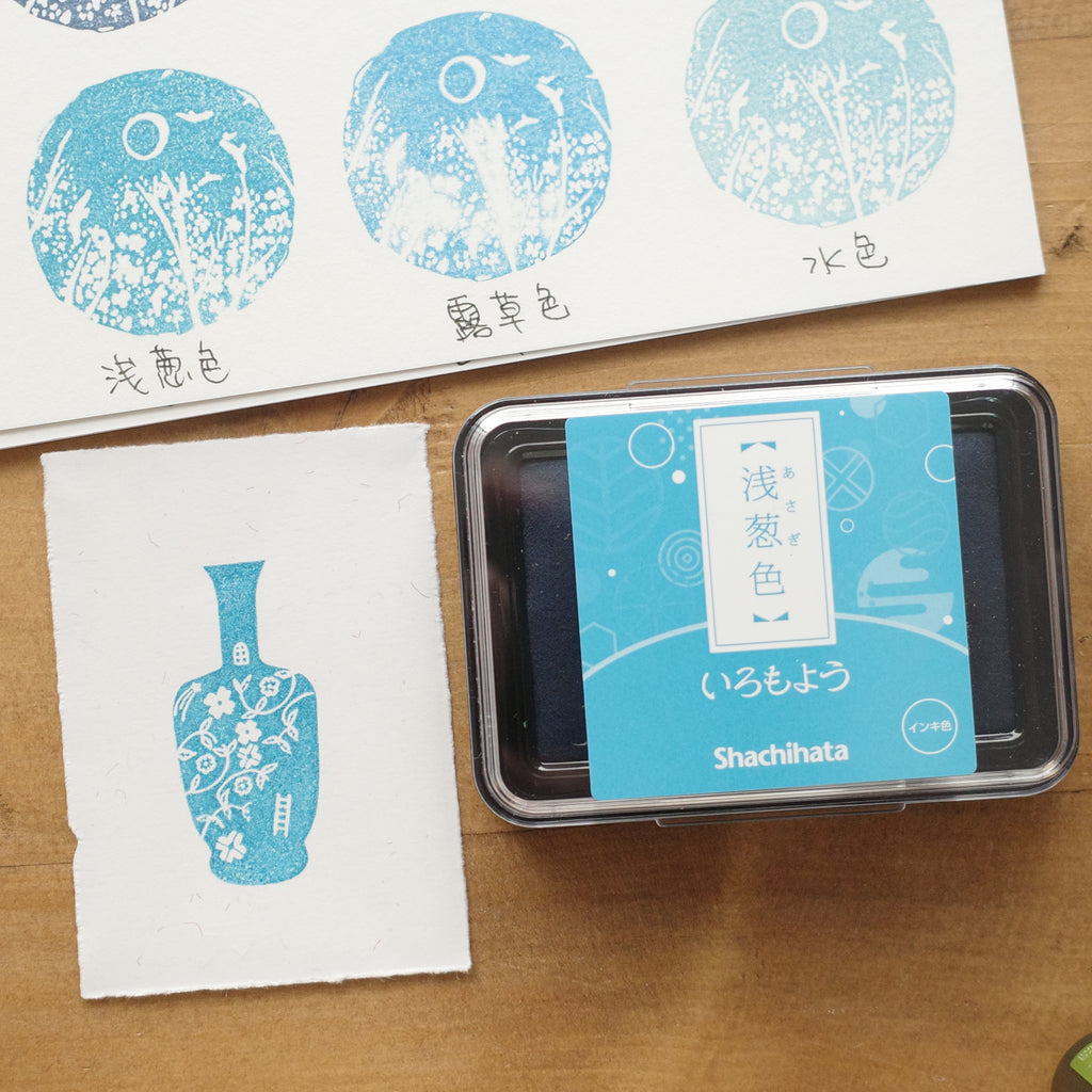 Shachihata Japanese Color oil-based Ink Pad - Asagi (浅葱色