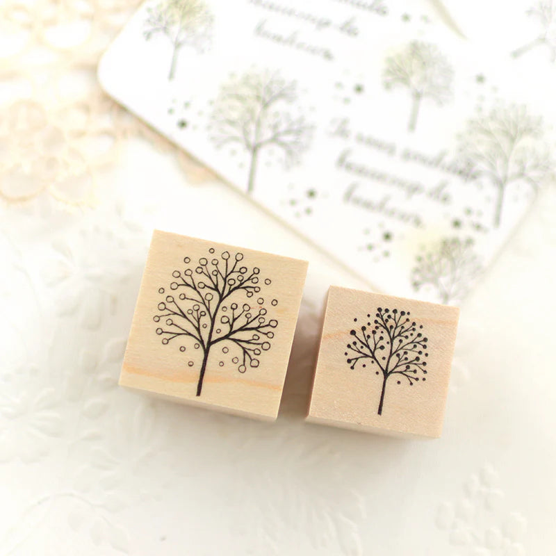 Ecru Forest rubber stamp Tree petit zakkaya
